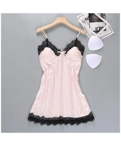 Sexy Womens Sleep Pajamas Robe Sleepwear Lace Nightdress Silky Mini Nightgown Suspender Sleepwear Rayon Sleeveless for Female...