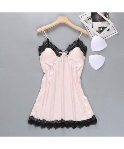 Sexy Womens Sleep Pajamas Robe Sleepwear Lace Nightdress Silky Mini Nightgown Suspender Sleepwear Rayon Sleeveless for Female...