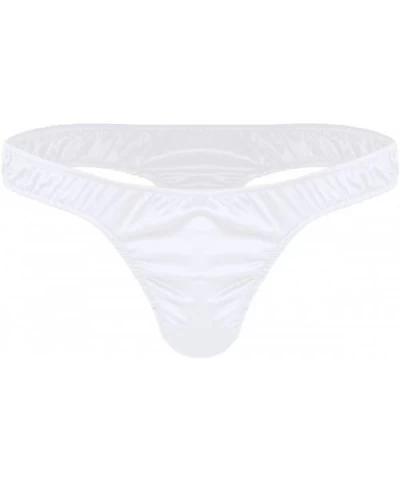 Men's Satin Ruffled Casual Pouch G-String Thong Panties Jockstrap Bikini Briefs Underwear - White - C818GMZNUDC $19.37 G-Stri...