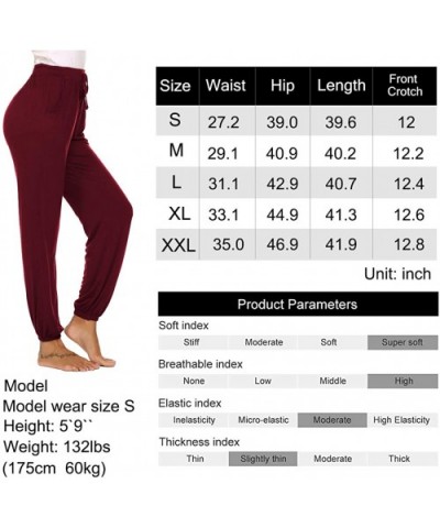 Womens Comfy Pajama Pants Loose Yoga Pants Stretch Lounge Bottoms Drawstring Jogger Pants with Pockets Wine Red - CY1934AGRM9...