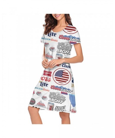 Short Sleeve Nightgowns Women's Beer-Coors-Original-Logo- Sleepwear - Beer Coors Original - CX196M79TTS $47.39 Nightgowns & S...