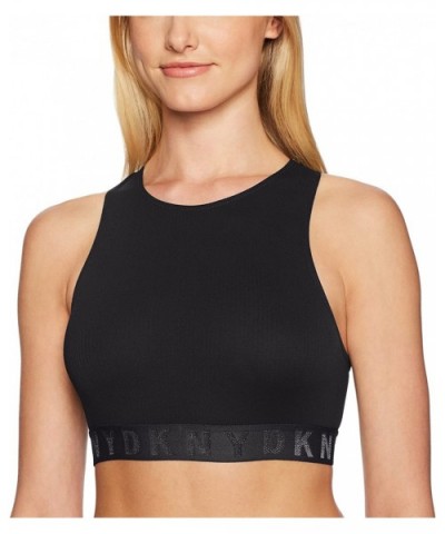 Women's Seamless Litewear High Neck Solid Crop Bra - Black - C217YG3WQ3U $35.00 Bras