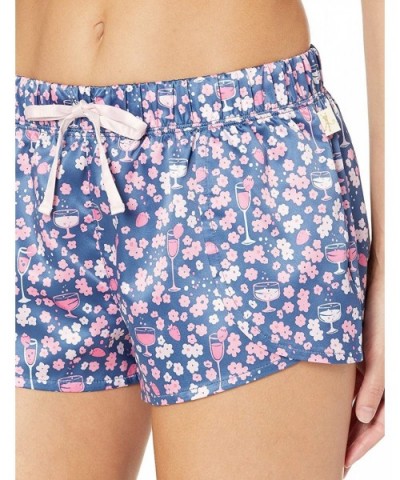 Women's Satin Sleep Shorts - Rose' Flowers - CA18SNSA2K9 $36.85 Bottoms