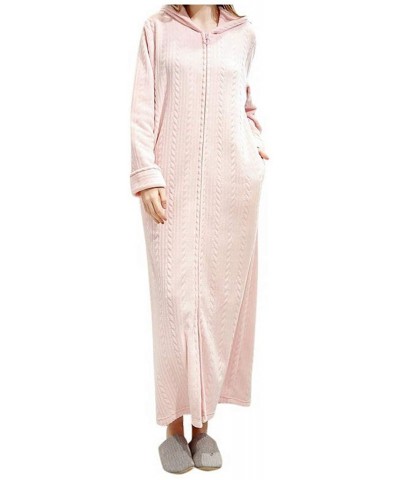 Coral Fleece Nightwear Home Clothing Sleepwear Long Sleeve Warm Kimono Robe Bathrobe Nightgown Homewear - Pink - C8194ST6U58 ...