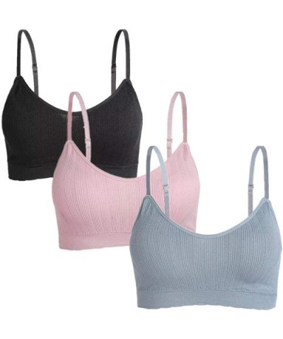 3 Pieces Spaghetti Strap Tank Camisole Top Bra for Women Sports Yoga Sleeping - Black/Blue/Pink - CU19DL9IOZM $42.22 Camisole...