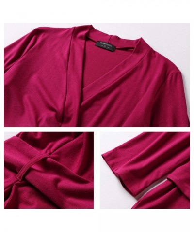 Women's Bathrobes Lightweight Summer Robe Soft Cotton Bath Robe Sleepwear Loungewear - Dark Rosy - CV18KOEQ9H8 $39.14 Robes