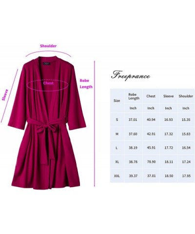 Women's Bathrobes Lightweight Summer Robe Soft Cotton Bath Robe Sleepwear Loungewear - Dark Rosy - CV18KOEQ9H8 $39.14 Robes