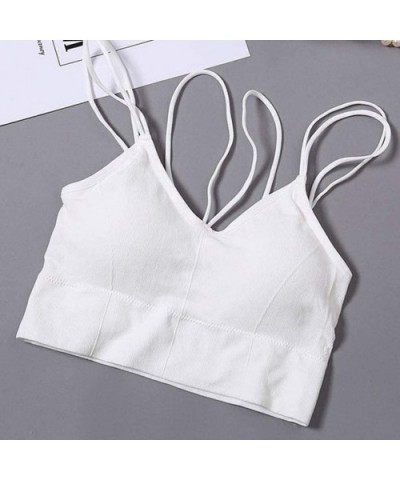 Women Tank Tops Seamless Underwear Sports Yoga Push Up Bra Sexy Lingerie Intimates with Padded Camisole Tops - White - C719DT...