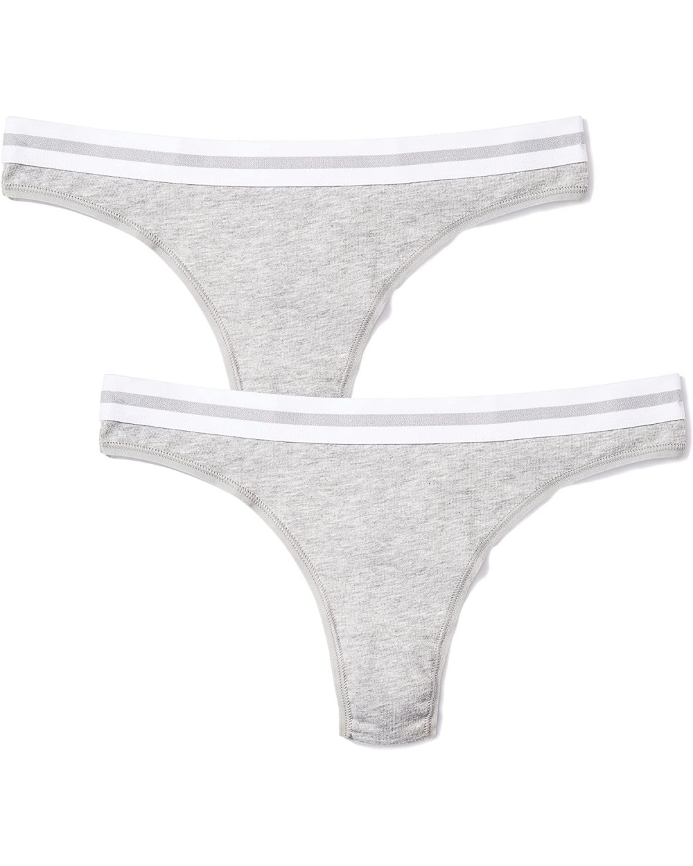 Women's Cotton Thong With Contrast Waistband- Multipack - 2-pack Gray Melange - C012O2FSESO $13.69 Panties