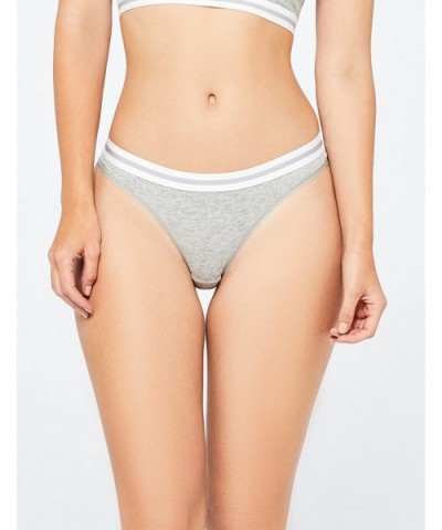 Women's Cotton Thong With Contrast Waistband- Multipack - 2-pack Gray Melange - C012O2FSESO $13.69 Panties