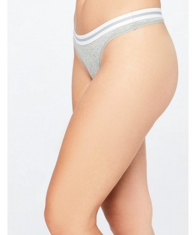 Women's Cotton Thong With Contrast Waistband- Multipack - 2-pack Gray Melange - C012O2FSESO $13.69 Panties