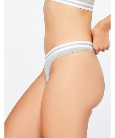 Women's Cotton Thong With Contrast Waistband- Multipack - 2-pack Gray Melange - C012O2FSESO $13.69 Panties