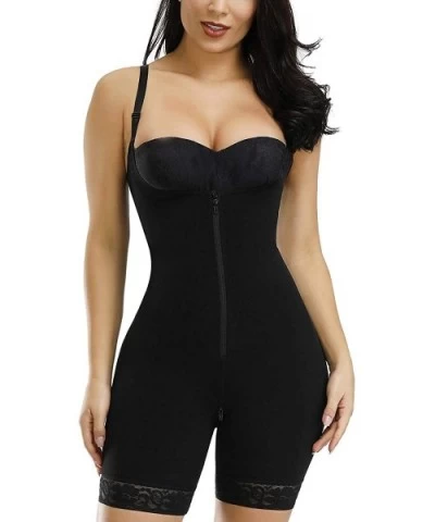 Womens Sexy Shapewear Butt Lifter Body Shaper Tummy Control Bodysuit Postpartum Faja Plus Size - Black-zipper-style-a - CU18A...