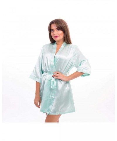 Satin Robe for Bridesmaid Party with White Foil - Mint-maid_of_honor - CV190OXS208 $41.95 Robes