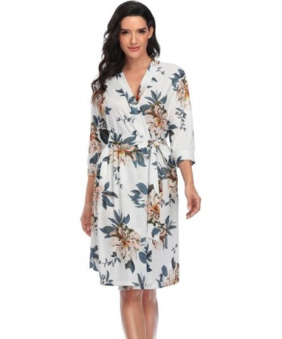 Women Floral Printed Soft Nightgown Robes Lightweight Knit Thin Short Bathrobe Sleepwear Ladies - Peony - CF194WRWDZ8 $45.27 ...