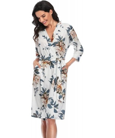 Women Floral Printed Soft Nightgown Robes Lightweight Knit Thin Short Bathrobe Sleepwear Ladies - Peony - CF194WRWDZ8 $45.27 ...