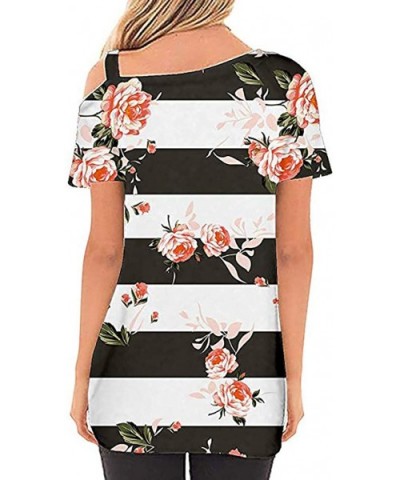 Women's Floral Print Comfy Cold Shoulder Twist Knot Tunics Tops Blouses Tshirts - Red - CH193WI3K5N $24.71 Thermal Underwear