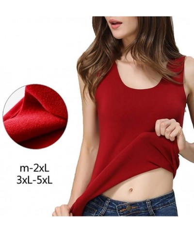 Women's Seamless Basic Layer Tank Top-Warm Thermal Underwear Camisole - Wine Red - CR18AE5GQZZ $21.96 Thermal Underwear