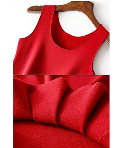 Women's Seamless Basic Layer Tank Top-Warm Thermal Underwear Camisole - Wine Red - CR18AE5GQZZ $21.96 Thermal Underwear