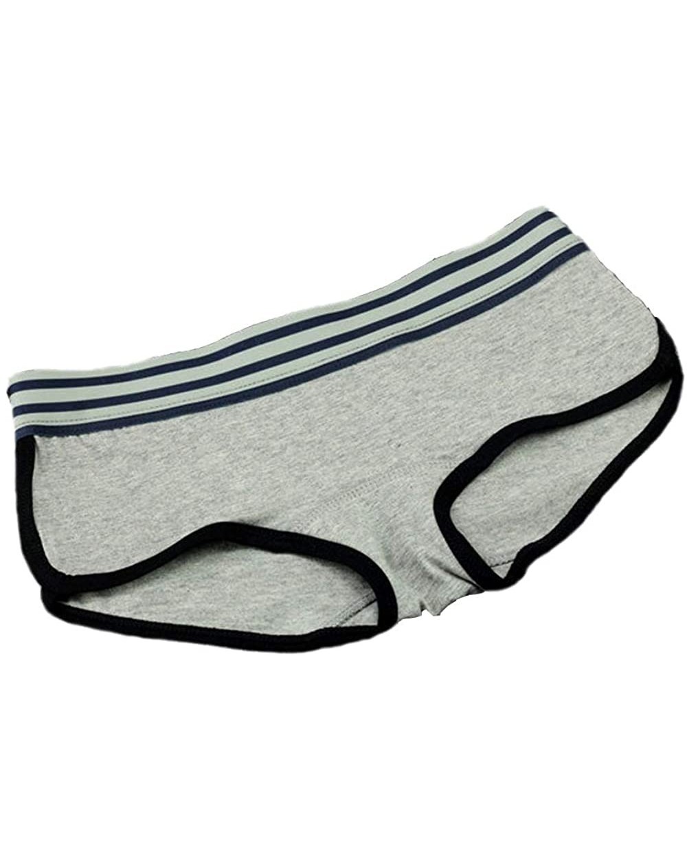 100% Cotton Striped Boyshort 3 Pack Boxer Briefs for Tomboy Trans Lesbian - Gray - CE18ZTD547M $38.04 Panties