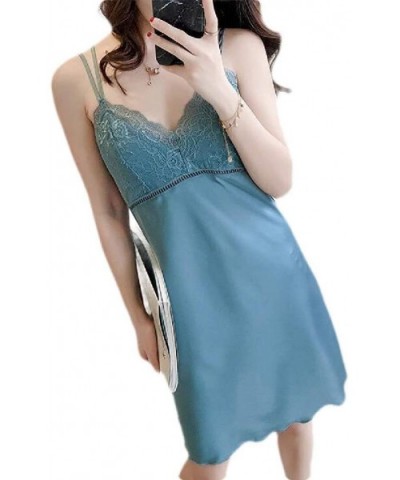 Women's Sexy Spaghetti Strap Satin Sleepwear Nightgown Sleep Dress Sleepwear - 1 - CM19CT2URTO $39.09 Nightgowns & Sleepshirts