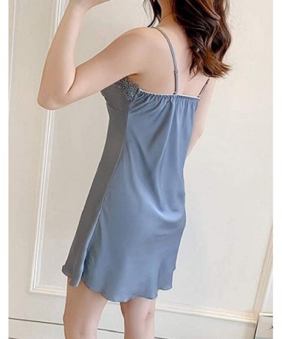 Women's Sexy Spaghetti Strap Satin Sleepwear Nightgown Sleep Dress Sleepwear - 1 - CM19CT2URTO $39.09 Nightgowns & Sleepshirts