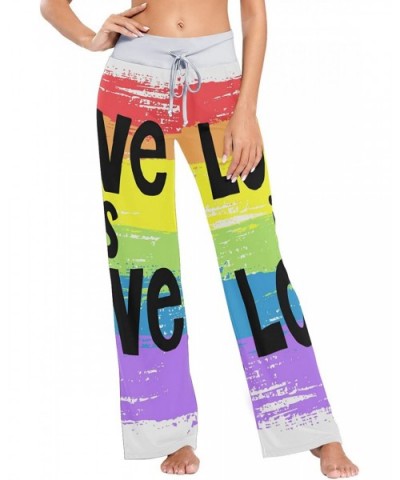 Rainbow Love Women Loose Palazzo Casual Drawstring Sleepwear Print Yoga Pants - CW19D8UQ3ZY $37.07 Bottoms