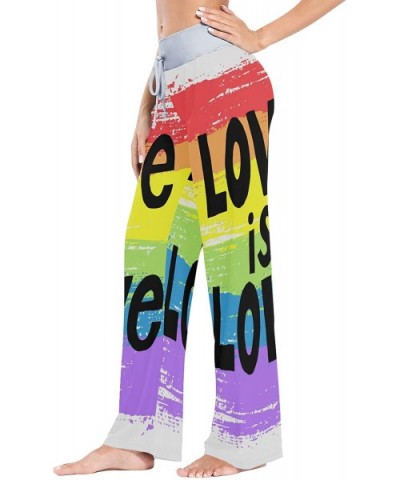 Rainbow Love Women Loose Palazzo Casual Drawstring Sleepwear Print Yoga Pants - CW19D8UQ3ZY $37.07 Bottoms