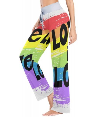 Rainbow Love Women Loose Palazzo Casual Drawstring Sleepwear Print Yoga Pants - CW19D8UQ3ZY $37.07 Bottoms