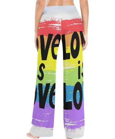 Rainbow Love Women Loose Palazzo Casual Drawstring Sleepwear Print Yoga Pants - CW19D8UQ3ZY $37.07 Bottoms