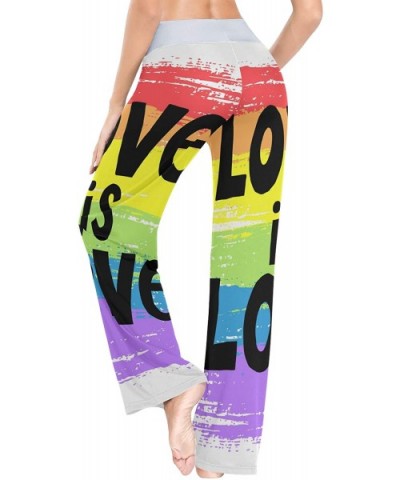 Rainbow Love Women Loose Palazzo Casual Drawstring Sleepwear Print Yoga Pants - CW19D8UQ3ZY $37.07 Bottoms