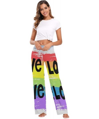 Rainbow Love Women Loose Palazzo Casual Drawstring Sleepwear Print Yoga Pants - CW19D8UQ3ZY $37.07 Bottoms