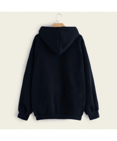 Womens Cute Print Long Sleeve Hoodie Sweatshirt Hooded Pullover Tops Blouse - D-navy - C0192ZMCQRA $34.70 Thermal Underwear
