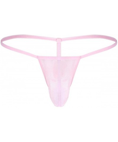 Men's Sheer Mesh Fishnet Bikini Briefs Bulge Pouch G-String Thong T-Back Underwear - Pink - CR19838HOCG $12.99 G-Strings & Th...