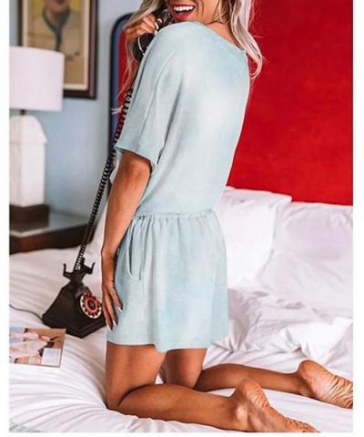 Women Short Pajamas Sets Two Piece Tie Dye Sleepwear Loungewear with Shorts - Sky Blue Twist Tie Dye - CA19DLAEZGA $46.58 Sets