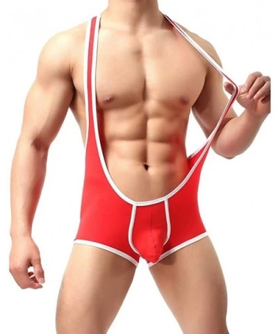 Men's Bikinis Boxer Briefs Boxers Briefs Trunks Undershirts G-Strings Thongs Underwear Underwear Onesies Sexy - Red - CW18W2X...