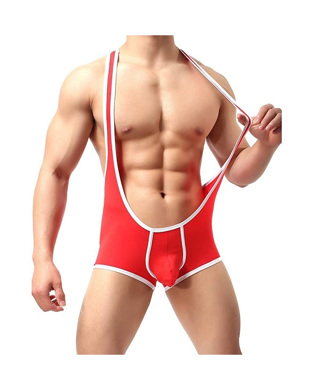 Men's Bikinis Boxer Briefs Boxers Briefs Trunks Undershirts G-Strings Thongs Underwear Underwear Onesies Sexy - Red - CW18W2X...