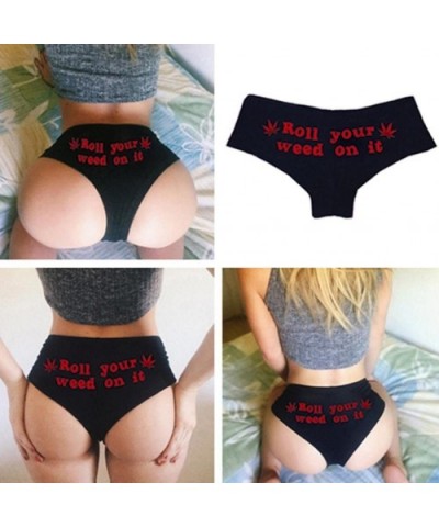 Women Letter Print Panties- Witspace Roll Your Weed On It Underwear - Red - CV18E0CW5Z3 $13.60 Panties