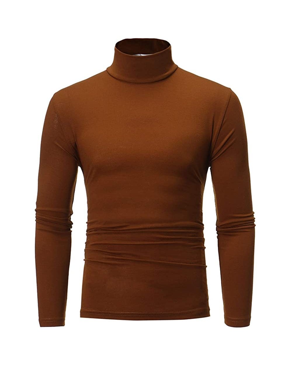 Men's Slim Fit Turtleneck Base Layer Long Sleeve Thermal Underwear Shirts - Brown - CX18AHEK4CD $33.84 Thermal Underwear