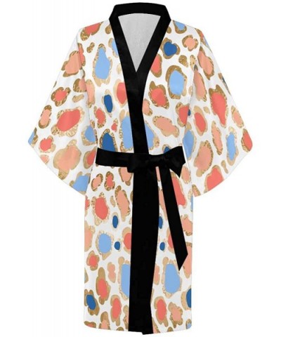 Custom Leopard Print Women Kimono Robes Beach Cover Up for Parties Wedding (XS-2XL) - Multi 5 - CO190ZL5TR0 $77.68 Robes