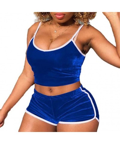 Womens 2 Piece Pajama Sets Sexy Shorts PJ Lingerie Outfit Strap Sleeveless Crop Top+Shorts Sleepwear Nightwear Underwear - B-...