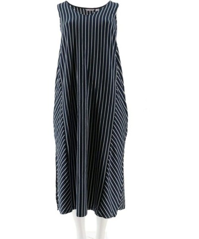 Loungewear V-Neck Cozy Knit Maxi Dress A306937 - Navy Stripe - C618NQ234GY $52.14 Nightgowns & Sleepshirts