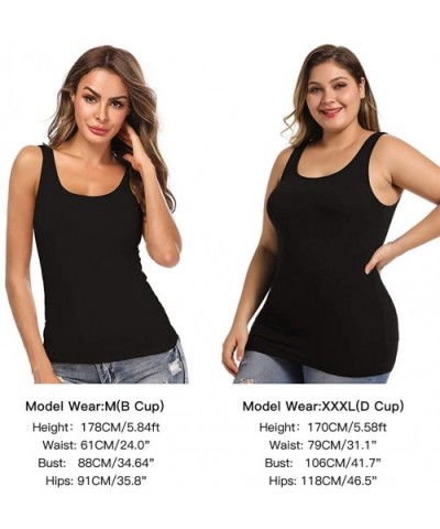 Camisoles for Women with Built in Bra-Basic Layering Tank Top Padded Bra Undershirt(S-3XL) - Black-white-navy-3 Packs - CF18U...