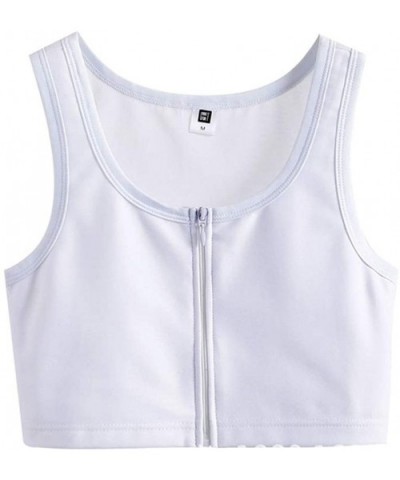 Breathable Mesh Front Zipper Half Length Chest Binder for Tomboy Trans Lesbian - White - CR18ZTDQZ7Y $37.88 Shapewear