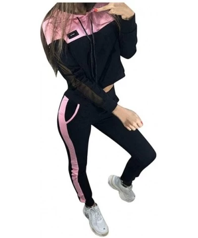 Fashion 2 Piece Outfit Women Casual Tracksuit Long Sleeve Sport Tops+Long Pants Set - Pink - C018Y52MGLR $41.78 Thermal Under...