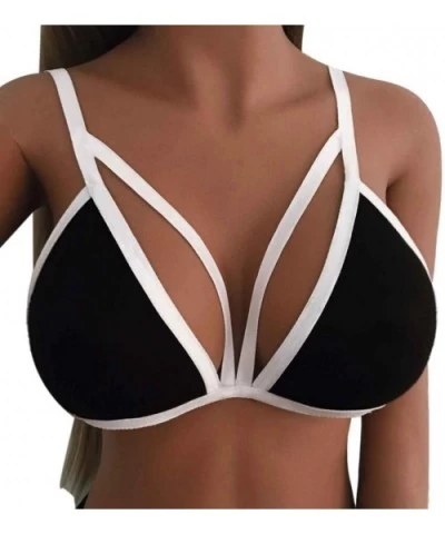 Women Bralette Pure Three Quarters Unpadded Bra Lingerie Sheer (S- Black) - Black - CT182GHCKQL $11.54 Nightgowns & Sleepshirts