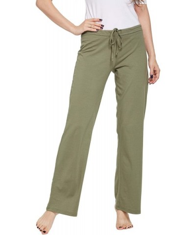 Womens casual stretch cotton pajama pants simple lounge pants charcoal - Army Green - CV18Z678YTZ $24.65 Bottoms