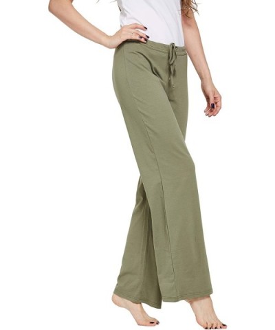 Womens casual stretch cotton pajama pants simple lounge pants charcoal - Army Green - CV18Z678YTZ $24.65 Bottoms