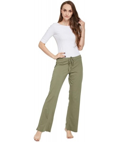 Womens casual stretch cotton pajama pants simple lounge pants charcoal - Army Green - CV18Z678YTZ $24.65 Bottoms