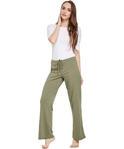 Womens casual stretch cotton pajama pants simple lounge pants charcoal - Army Green - CV18Z678YTZ $24.65 Bottoms